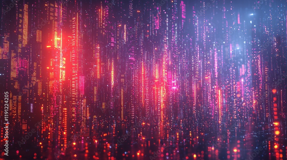 Futuristic cyberpunk data stream with cascading neon lights - perfect for digital art and technology themes Futuristic cyberpunk data stream with cascading neon lights - perfect for digital art and technology themes