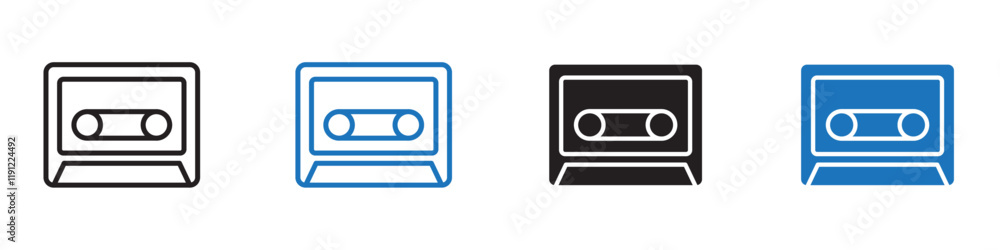 Cassette icon Flat line symbol