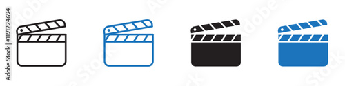 Clapper board icon Flat line symbol