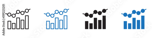 Combo chart icon Flat line symbol