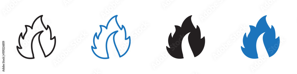 Fire icon Flat line symbol Fire icon Flat line symbol