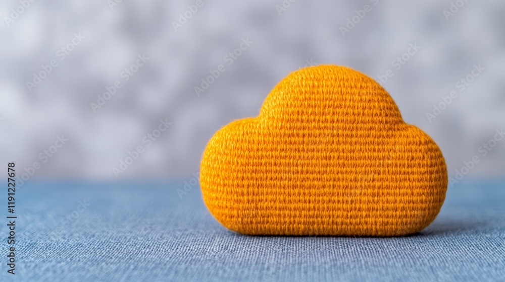 Fototapeta premium Bright Orange Cloud Symbol Representing Modern Cloud Computing Concept