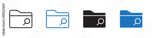 Folder search icon Flat line symbol