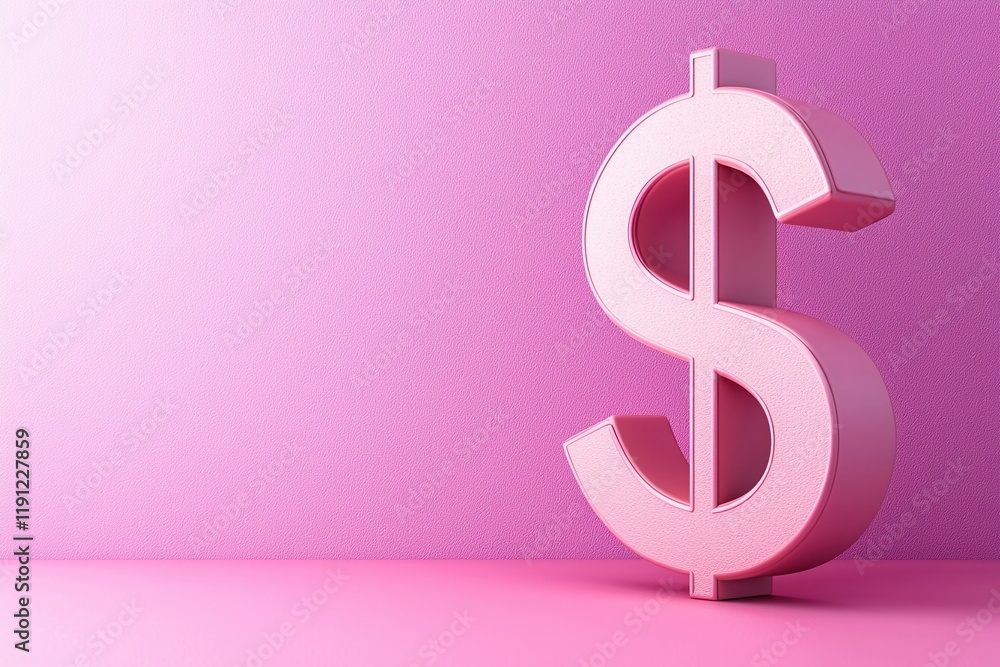 Stylish pink dollar sign symbolizes wealth, finance, and investment on a vibrant pink background. Stylish pink dollar sign symbolizes wealth, finance, and investment on a vibrant pink background.