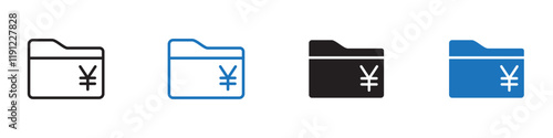 Folder yen icon Flat line symbol
