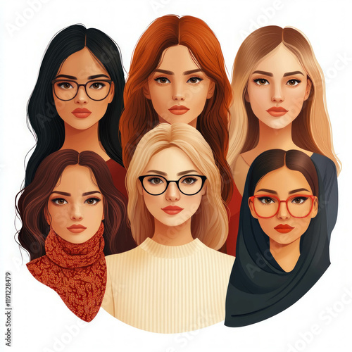 Group Of Women Isolated Div...