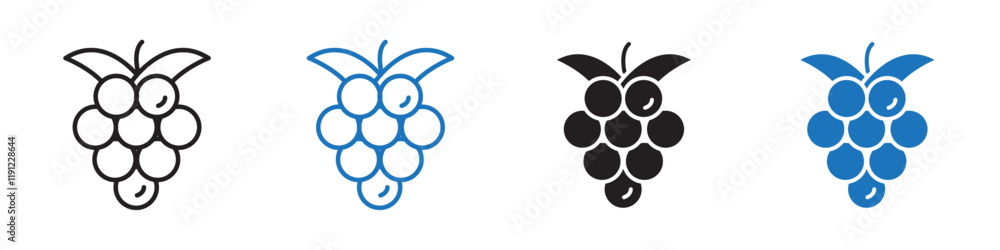 Grapes icon Flat line symbol Grapes icon Flat line symbol