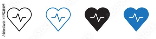 Heart beat icon Flat line symbol