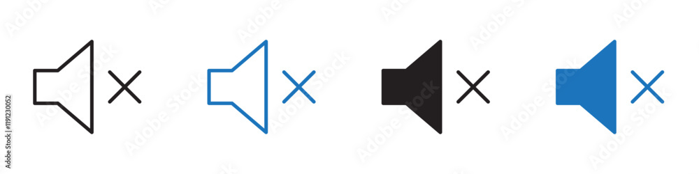 Mute icon Flat line symbol Mute icon Flat line symbol