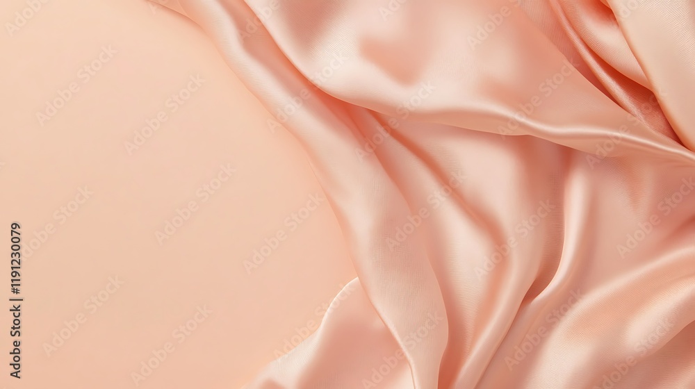 Fototapeta premium Peach Silk Draped Softly On Peach Background