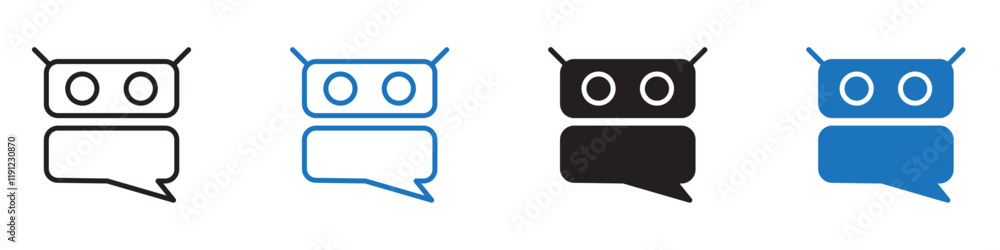 Robot conversation icon Flat line symbol Robot conversation icon Flat line symbol