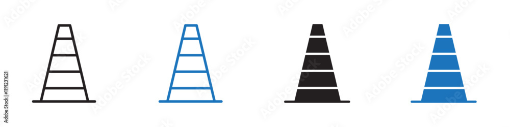 Traffic cone icon Flat line symbol Traffic cone icon Flat line symbol