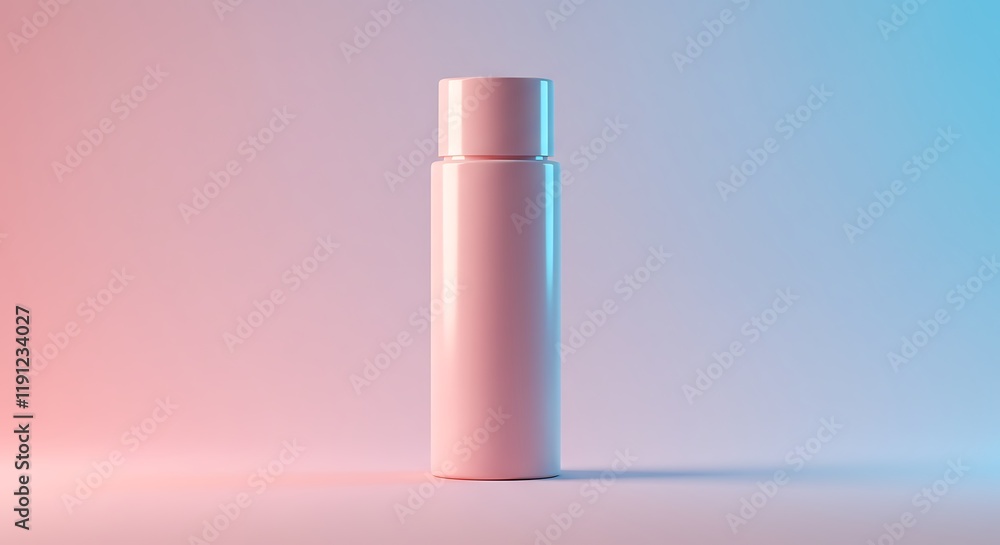 Sleek Minimalist Cylindrical Bottle Mockup on Gradient Pastel Background Sleek Minimalist Cylindrical Bottle Mockup on Gradient Pastel Background