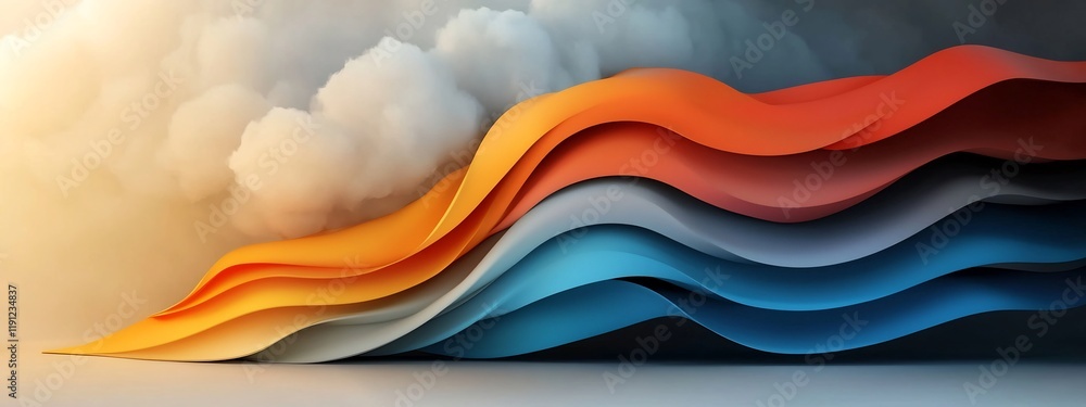 Obraz premium Vibrant Electromagnetic Spectrum Visualization From Radio Waves to Gamma Rays A 3D rendered representation highlighting the frequencies used for different applications