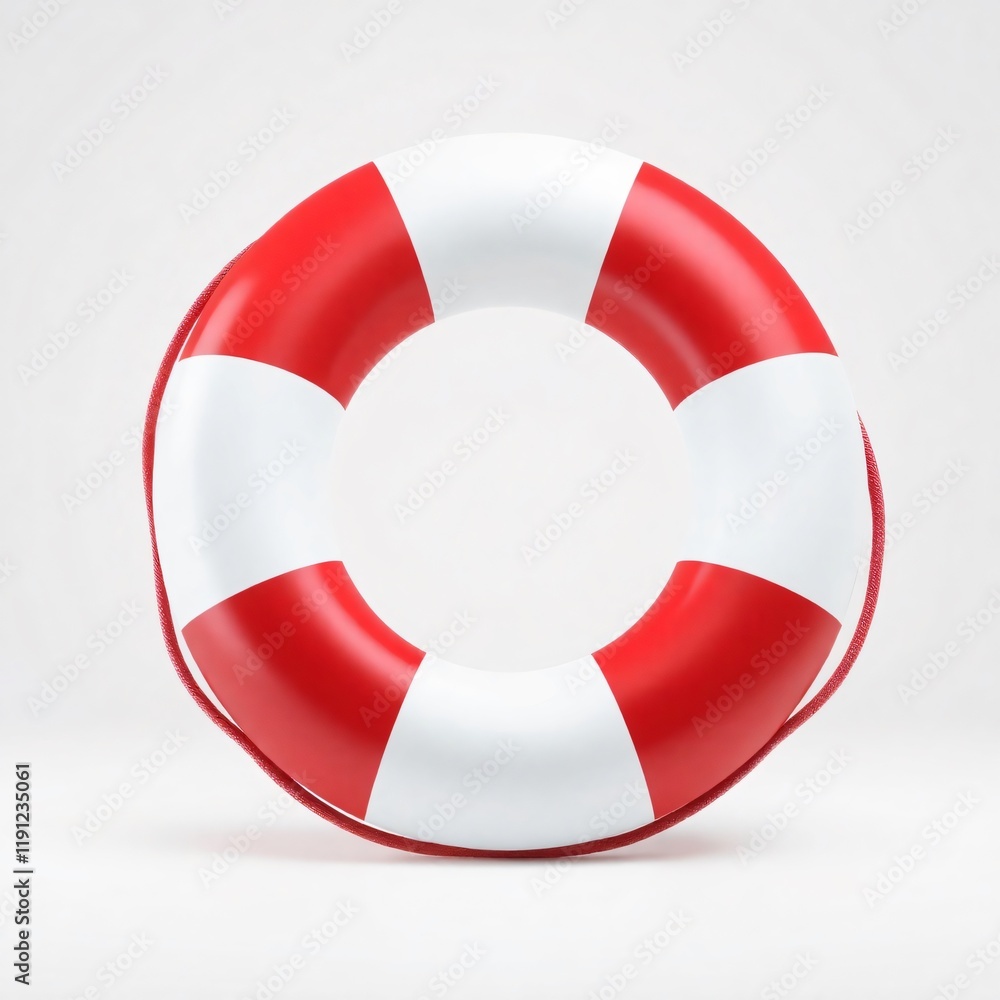 Red and White Lifebuoy on White Background Red and White Lifebuoy on White Background
