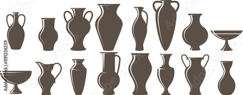 Monochrome greek vases icons
