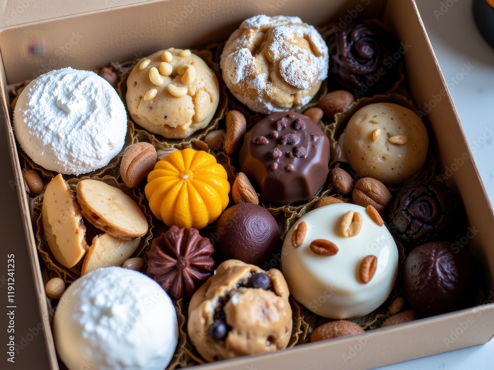 Assorted Gourmet Chocolate and Pastry Gift Box Delicious Sweets Selection Assorted Gourmet Chocolate and Pastry Gift Box Delicious Sweets Selection