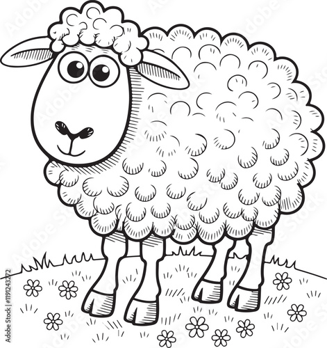 sheep coloring page for kid's line art