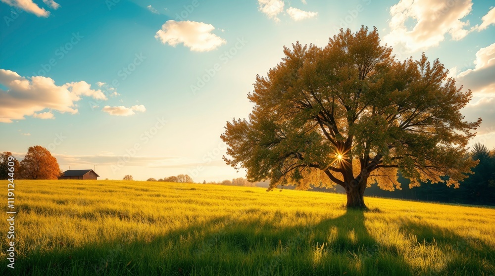 Fototapeta premium sunset over wheat field