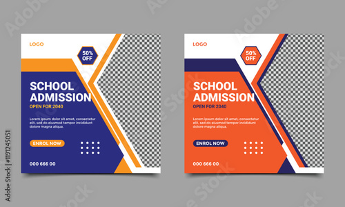 School admission social media post banner.