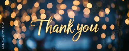 thank you, thank you letterings on bokeh blurred background, show appreciation