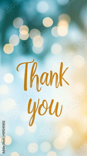 thank you, thank you letterings on bokeh blurred background, show appreciation