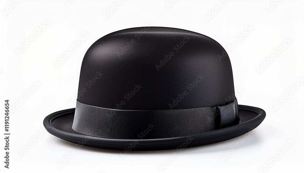 Classic black bowler hat.  Sophisticated style.