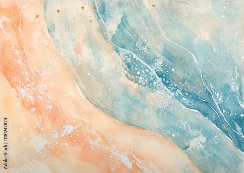 Abstract peach blue watercolor texture background design