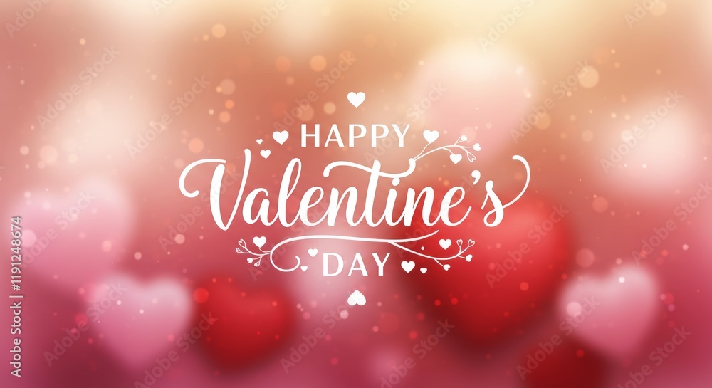 Happy Valentine's Day: A romantic and delicate background with a softly blurred backdrop of hearts in shades of pink and red, set against a gentle backdrop of light bokeh, perfect for conveying love. Happy Valentine's Day: A romantic and delicate background with a softly blurred backdrop of hearts in shades of pink and red, set against a gentle backdrop of light bokeh, perfect for conveying love.