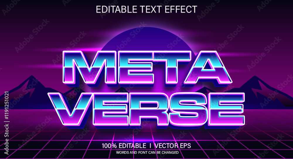 Naklejka premium meta verse 3d vector text effect with modern style design
