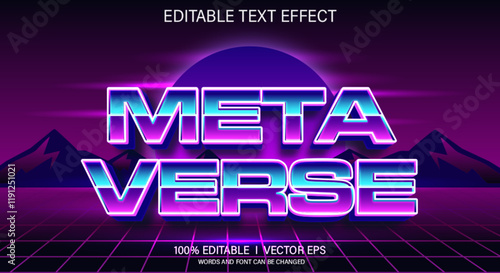 meta verse 3d vector text effect with modern style design