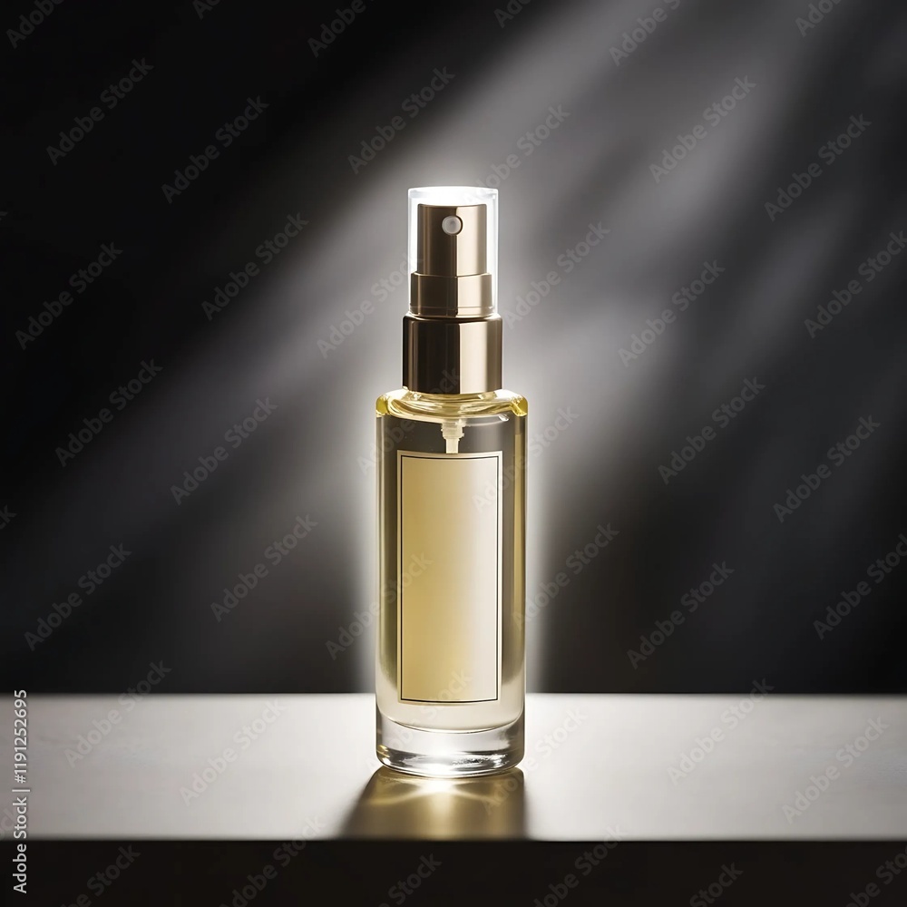 Naklejka premium Minimalistic perfume design on a dark background. Product presentation.