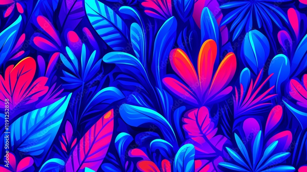 Fototapeta premium Colorful Floral Background with Vibrant Bunny Silhouettes
