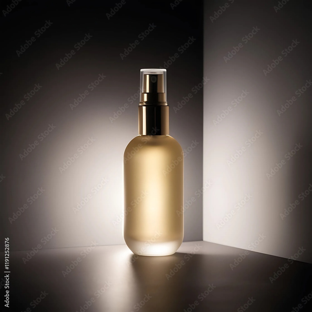 Naklejka premium Minimalistic perfume design on a dark background. Product presentation.