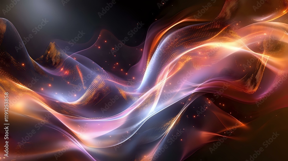 Radiant data waves with glowing peaks and flowing curves, forming a smooth and futuristic abstract composition with dynamic lighting Radiant data waves with glowing peaks and flowing curves, forming a smooth and futuristic abstract composition with dynamic lighting