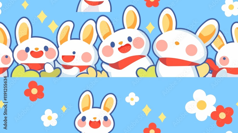 Colorful Pastel Bunnies Playing Hide and Seek in a Cheerful Scene Colorful Pastel Bunnies Playing Hide and Seek in a Cheerful Scene