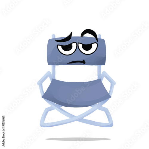 tired director's chair mascot vector illustrations. fun and playful concept. hobby, interest, creative, entertainment, film, movie, industry and cinema themes photo