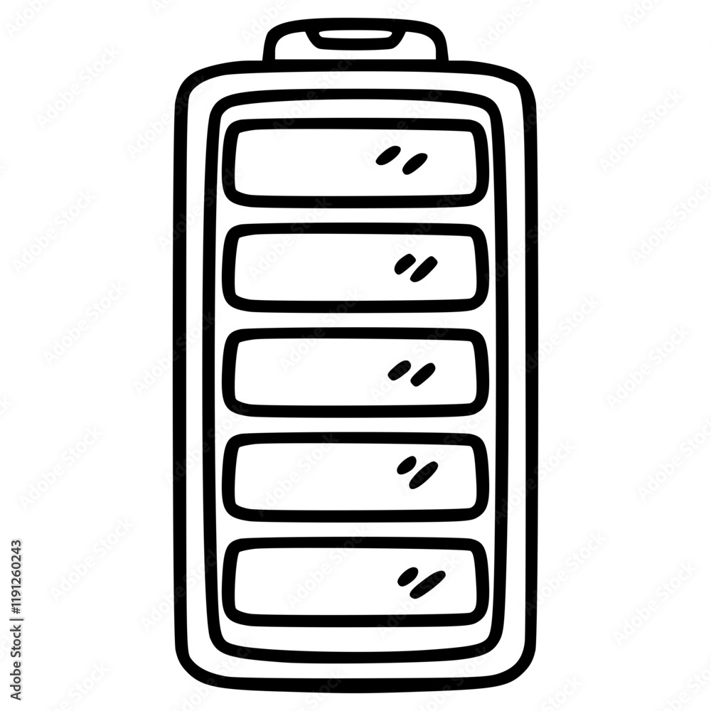 full charge battery capacity hand drawn outline illustration full charge battery capacity hand drawn outline illustration