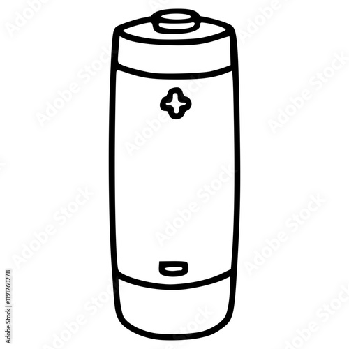 cylinder shape battery hand drawn outline illustration