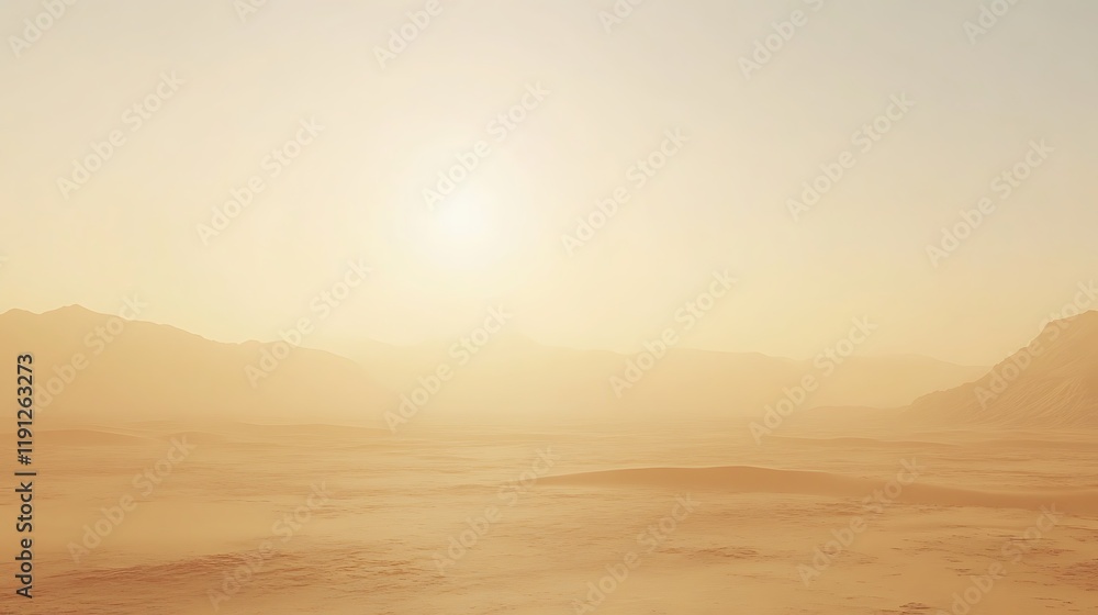 Hazy Desert Landscape Under a Bright Sun Hazy Desert Landscape Under a Bright Sun