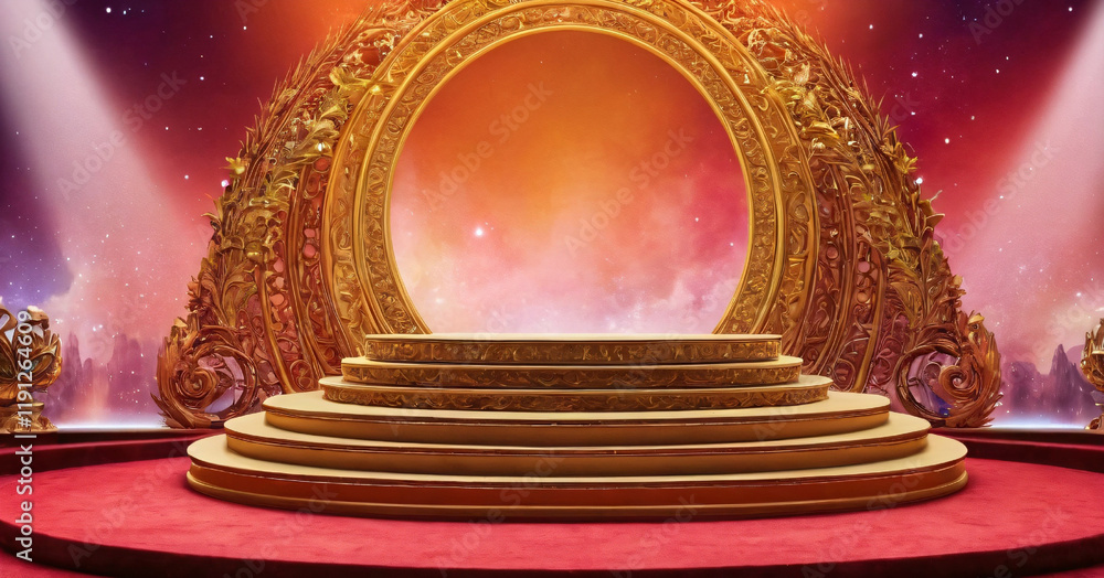 Mega sale special offer, Stage podium percent, Stage Podium Scene with for Award, Decor element background.