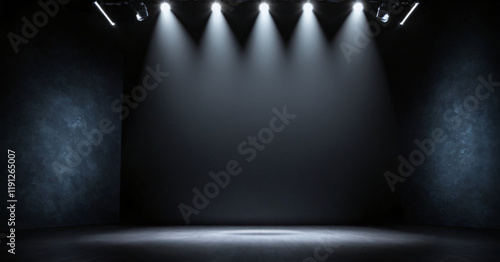 Obraz na płótnie Product showcase with spotlight. Black studio room background. Use as montage for product display w salonie