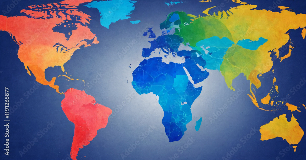 World map isolated modern colorful style. for website layouts, background, education, precise, customizable, Travel worldwide, map silhouette backdrop, earth geography, political, reports.