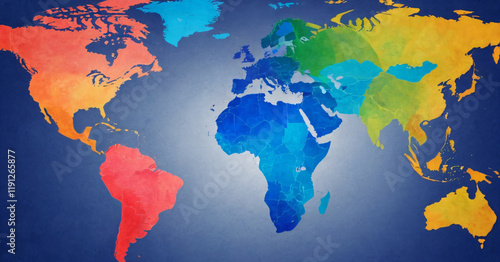 Obraz na płótnie World map isolated modern colorful style. for website layouts, background, education, precise, customizable, Travel worldwide, map silhouette backdrop, earth geography, political, reports. w salonie