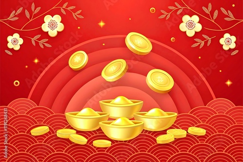 Prosperity Gold Coins Background photo