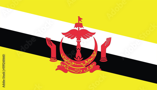 The National Flag of Brunei Darussalam,  Brunei Darussalam, flag, national flag, Bruneian flag, flat vector photo