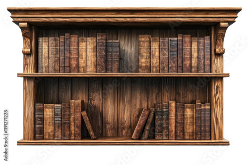 Elegant Wooden Bookshelf with Shelves Full of Books photo