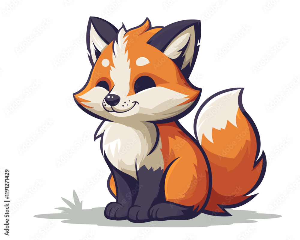 Fototapeta premium Cute cartoon fox. Vector illustration isolated on a white background