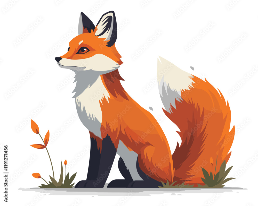 Obraz premium Cute fox cartoon icon. Animal zoo life nature and fauna theme. Colorful design. Vector illustration.