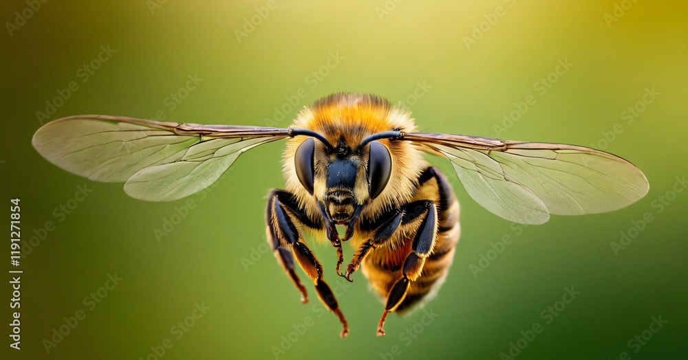 bee Macro specimen, Flying insect , side front back